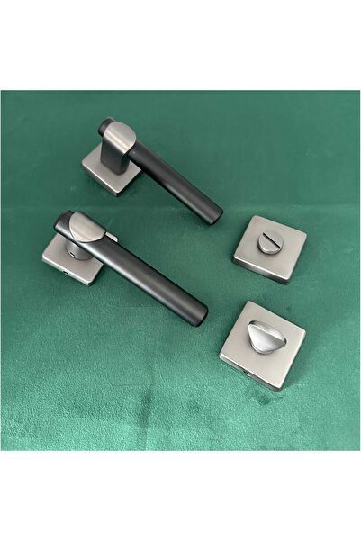 KOLDOOR Apollo Mat - Mâner de ușă de baie din Zamak, negru afumat, cu rozetă ...