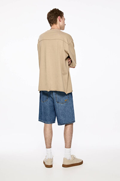 Pull & Bear STWD baggy denim bermuda şort