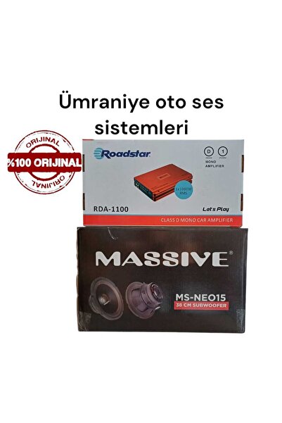 Massive 38 CM MASSİVE BAS  RODSTAR MONO AMFİ  İKİLİ SET HKULAKLIK HEDİYELİ