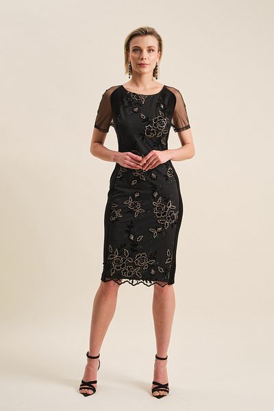 VERDA Velvet Evening Dress - Sequin Embroidered and Back Design