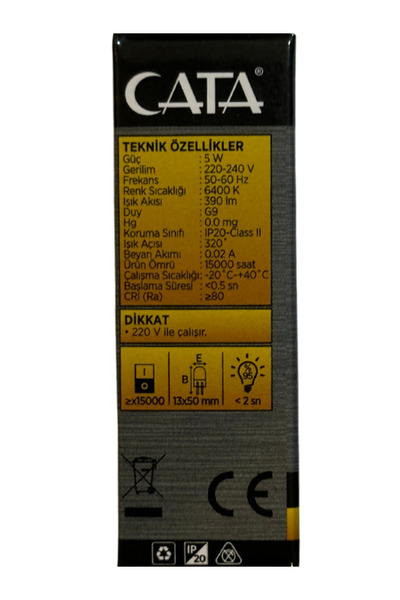 Cata CT-4221 5W 6400K (Beyaz) G9 Duylu Kapsül Led Ampul (4 Adet)