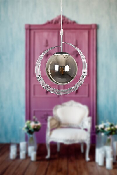 Begüsa Titan Tekli Avize Krom Füme Cam