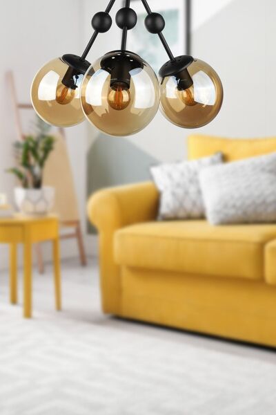 Begüsa Delf 3.lü Avize Siyah Bal Cam