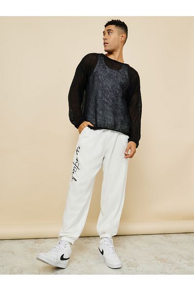 Styli Slogan Print Oversized Jogger with Slip Pocket