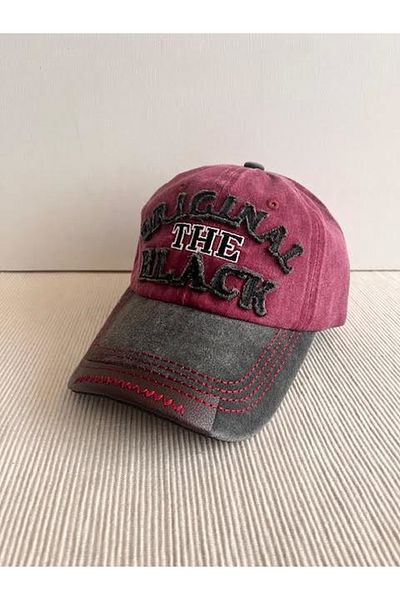 CosmoOutlet Unisex Claret Red Hat - Embroidered and Washed Vintage Model, Adjustable on the Back