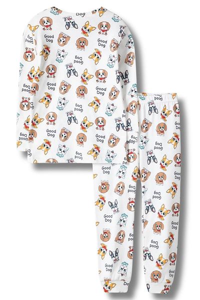 Beniizle Set de pijamale 100% bumbac cu model pentru pisică și câine pentru fete
