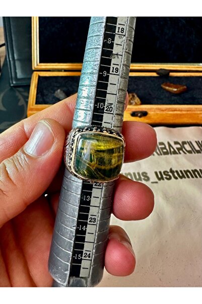 Damla Kehribarcılık Özel el işi dominik damla kehribar taşlı gümüş yüzük