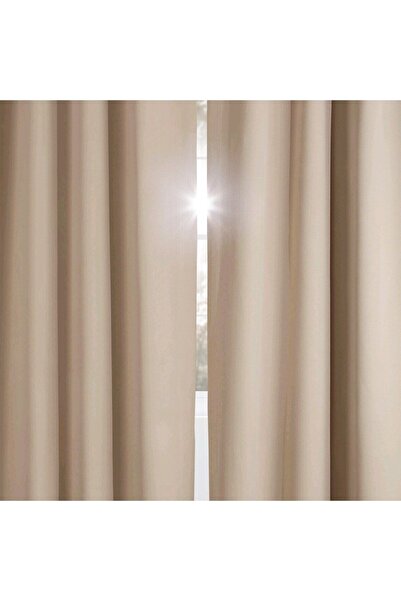 Evdepo Home Sand Beige Blackout Blackout Non-Pleated Background Curtain Single Wing