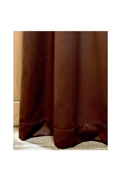 Evdepo Home Crown Ready to Use Blackout Pleatless Background Curtain Single Wing - Brown