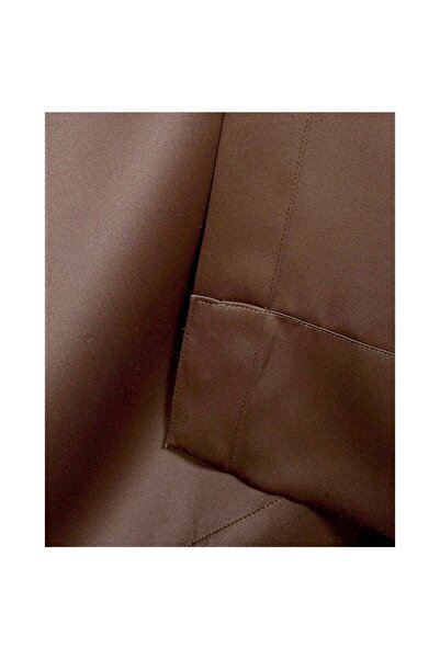 Evdepo Home Crown Ready to Use Blackout Pleatless Background Curtain Single Wing - Brown