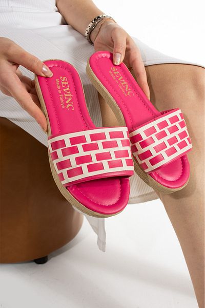 bykujo Women's Slippers - Summer, Interlocking Knitted Base, Daily Guest Dowry Bundle, Suitable for Outer Use