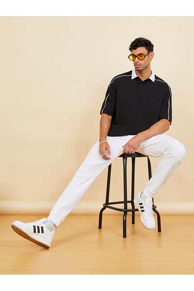 Styli Pique Slim Fit Jogger with Zip Pocket Detail
