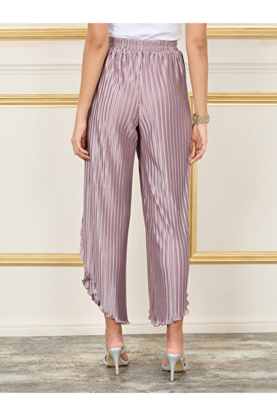 Styli Plisse Asymmetric Hem Relaxed Pant