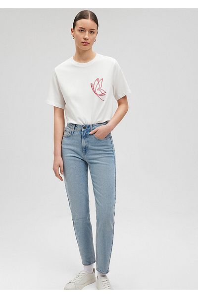 Mavi Tricou brodat cu fluturi alb - Croială normală1612529-70057