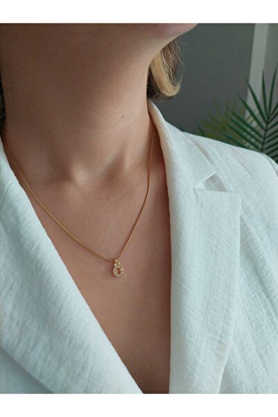 LUCKY ACCESSORIES Çelik zirkon Taşlı Harf Kolye Ö Harfi