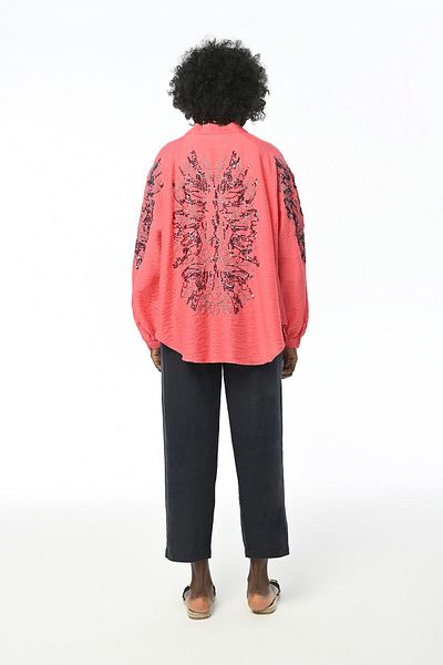Orfeo Negro WOMEN'S BACK AND ARM EMBROIDERED OVERSIZE KIMONO