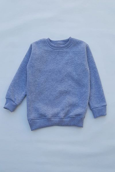 THEWERT Hanorac gros tricotat de bază, gri pentru copii, unisex, cu fleece în interior