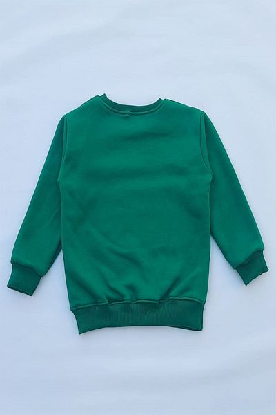 THEWERT Hanorac gros tricotat de bază verde pentru copii unisex cu fleece în interior
