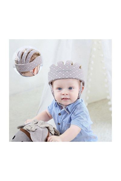 Schulzz Gray Adjustable Size Baby Safety Helmet - Head Protection