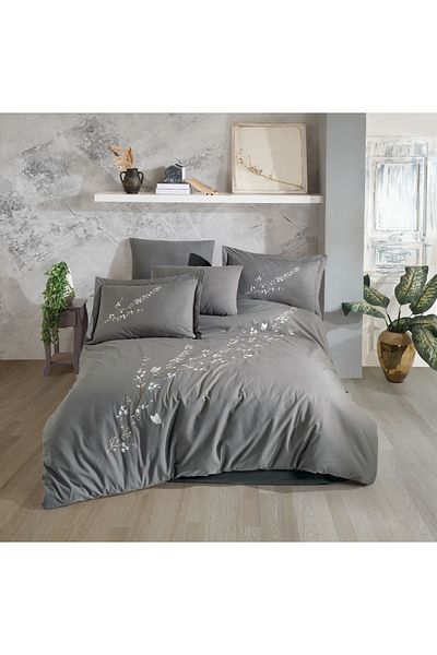 Hobby Vera Gray Embroidered Double Hobby Bedding Set