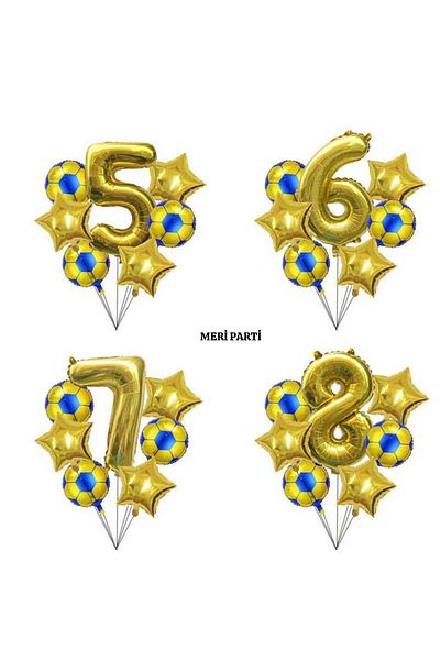 MERİ PARTİ Themed Balloon Number Foil and Ball Balloon for Birthday