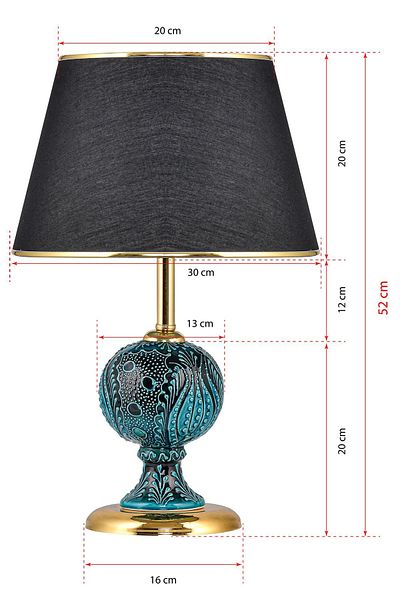 DEDE Sardes Table Lamp Lampshade Green Tiled Gold