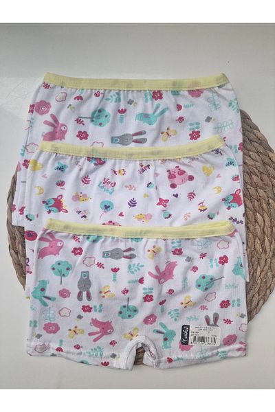 Tutku Elastan Girl Boxer - Set of 3 Printed