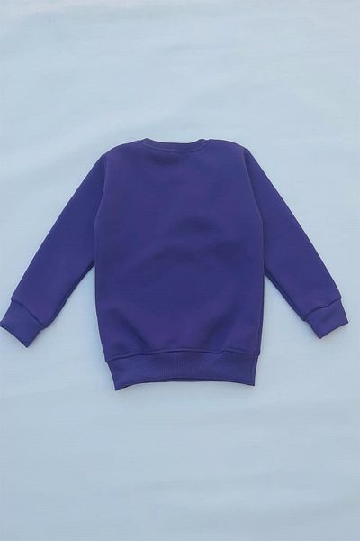 THEWERT Hanorac gros tricotat de bază violet pentru copii unisex cu fleece în interior
