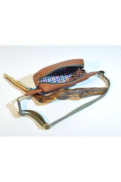 minart design Faux Leather Colorful Checkered Lined Waist Bag Suitable for Crossbody Use
