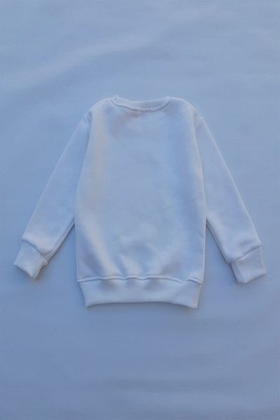THEWERT Hanorac gros tricotat de bază alb pentru copii unisex cu fleece în interior
