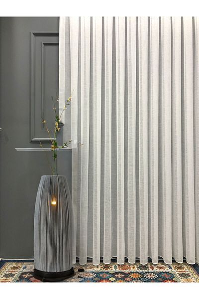 Brillant Hotel Villa Curtain High Ceiling Special Production Natural Linen Tulle Curtain Up to 330 Sizes 1/3 Tight Pleated