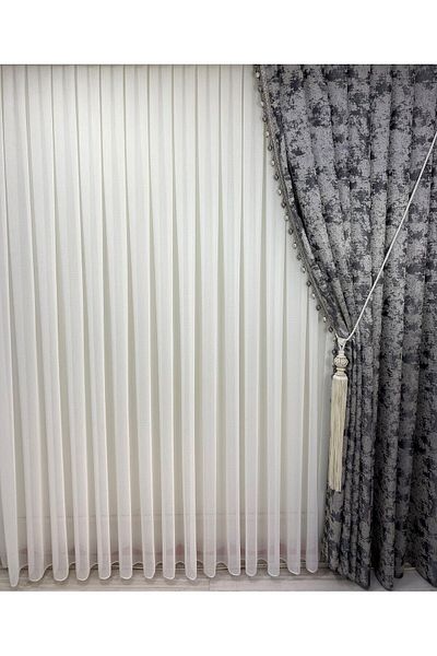 Brillant New Background Plain Tulle Curtain 1/3 Tight Pleat