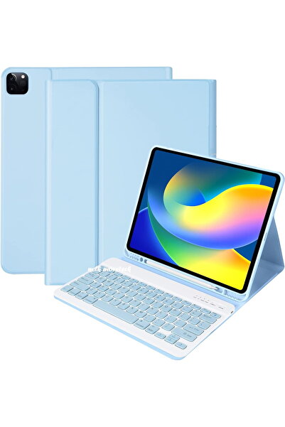 m.tk moveteck İpad Air 13 Inç M2 Çip 2024 Uyumlu Bluetooth Özellikli Standlı Kalem Bölmeli Klavyeli Kılıf