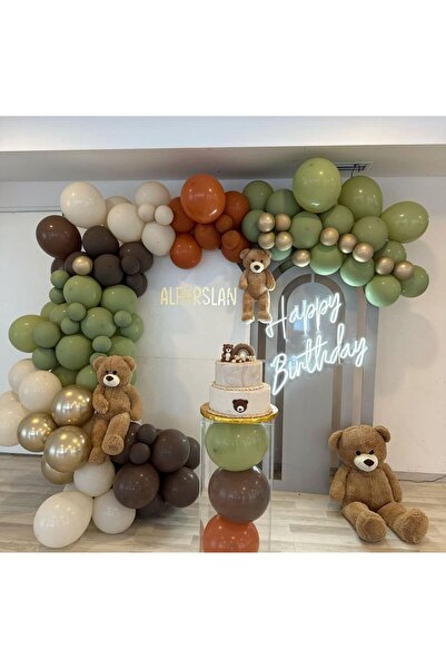 Çemrek Süs Parti مجموعة سلسلة بالونات ذهبية من رمل البحر البني والعفن الأخضر ...