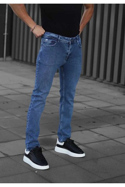 KING SEZAR Ανδρικό μπλε Slim Fit Jeans-Ανδρικό τζιν παντελόνι