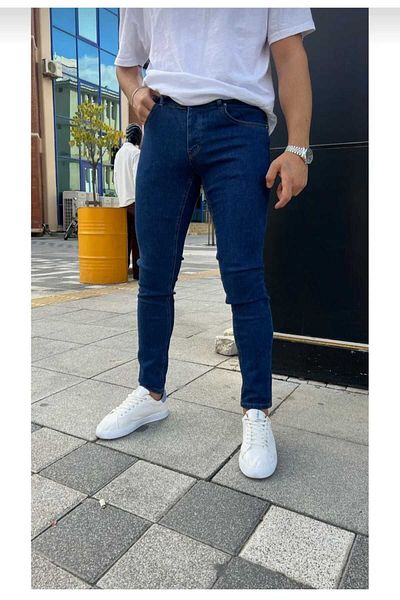 KING SEZAR Ανδρικό Blue Straight SLIMFIT Lycra Jeans-Ανδρικό Jeans