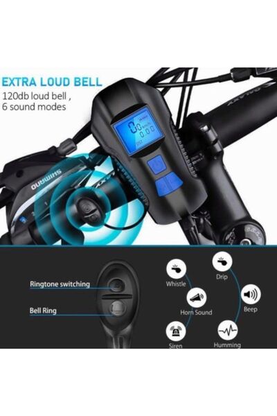 Schulzz Bk001-t6 Led 16000 Lumen 3 In 1 Hız Gösterge Korna Bisiklet Farı Su Geçirmez