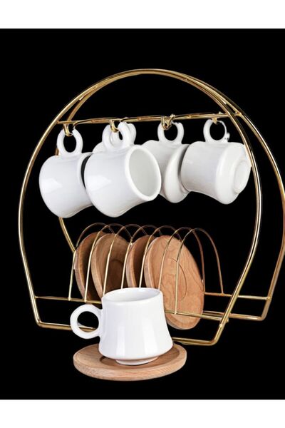 Coco Life Stílusos kávéscsésze 6 kampóval - Függesztett csészeállvány