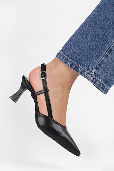 Shoeberry Seros Schwarzer Damen Stiletto - Bequeme Sohle