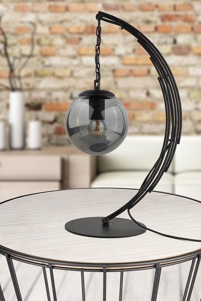 Begüsa Black Smoked Glass Ayko Table Lamp