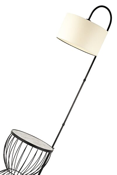 Begüsa Venezia Sehpa Lambader Siyah Mermer Ahşap Krem Şapka