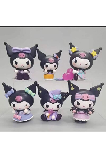 hediyeconcepti 6/Takım Sanrio Anime Figürü 7Cm Childrens Kuromi Sevimli Kolek...