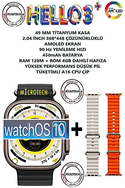 TMAX HELLO WATCH 3+ PLUS WATCH 9 ULTRA 2 (SON SERİ YENİ ÜRETİM 3 KORDONLU)