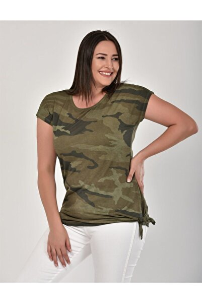 Seamoda Camouflage Pattern Side Slit Oil Wash Tunic Khaki