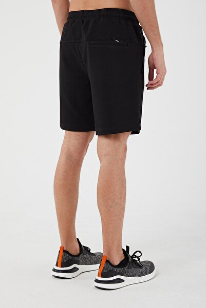 UNIQROY Erkek Şort Siyah Regular Fit Esnek Belli Fermuarlı Yan Ve Arka Cep