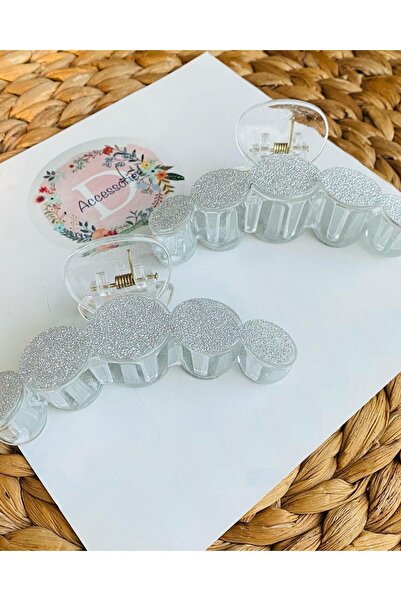 DG AKSESUAR Simli Şeffaf Mandal Toka Büyük Boy 2 Adet