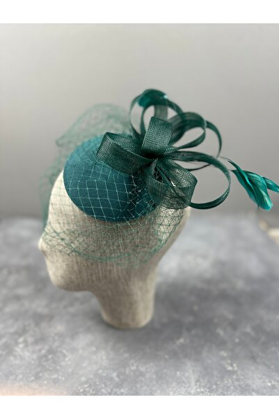 Limelia Pălărie de mireasă elegantă cu panglică cu pene verzi