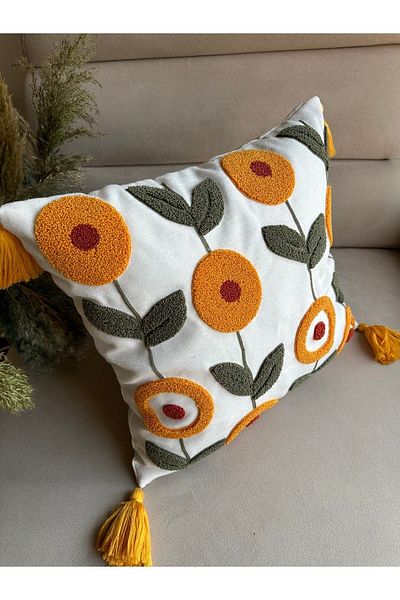 Reset Bugi Home Collection Punch Embroidered Throw Pillow Cover
