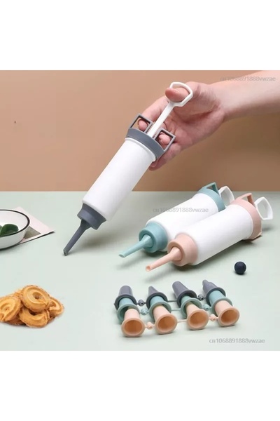 LOVYCO 9 Başlıklı Mutfak Pasta Krema Sıkma Süsleme Pompası Aparatı Seti Profesyonel 1 Adet