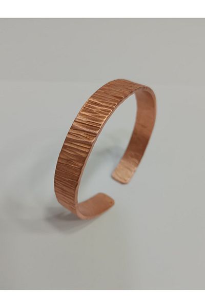 EldenEveBakır Copper Bracelet Serrated Hammer Forged Workmanship - Zmab0003-3